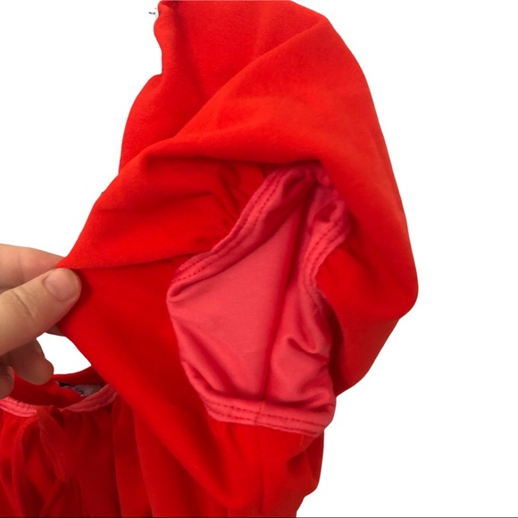 $2/30 IRIS Los Angeles | Red Empire Waist Dress, Coral Lined Puff Sleeves & Top - Picture 7 of 16